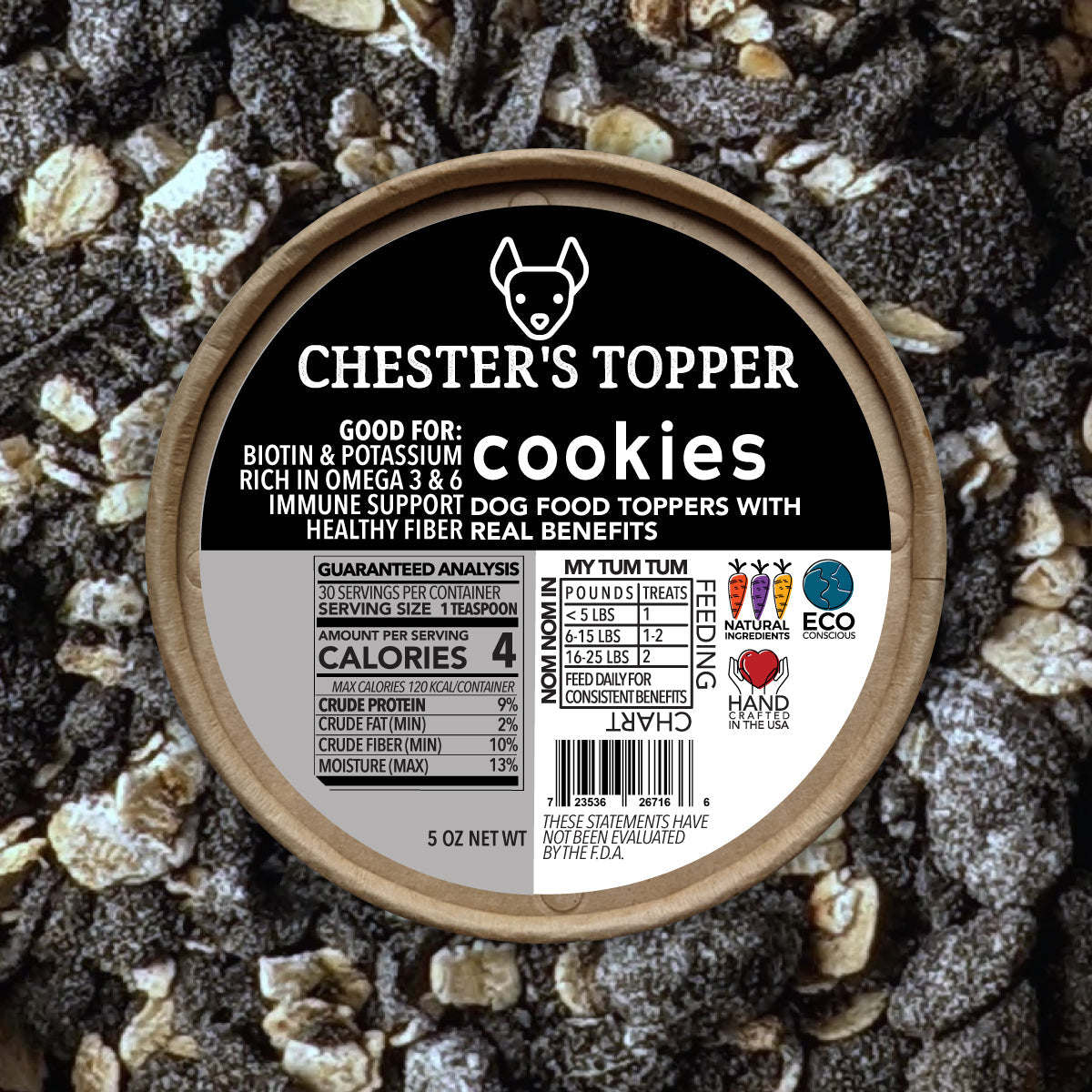 chester's cookies & cream dog food topper for reducing bloating & respiratory support | NATURAL DOG TREATS