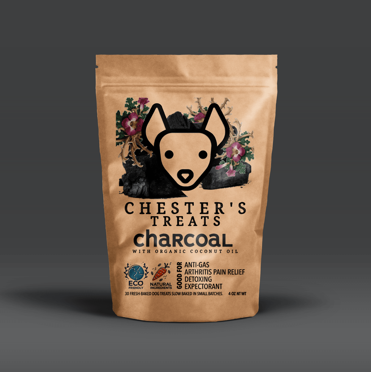 Chester's activated charcoal dog treats good for detoxing  | NATURAL DOG TREATS