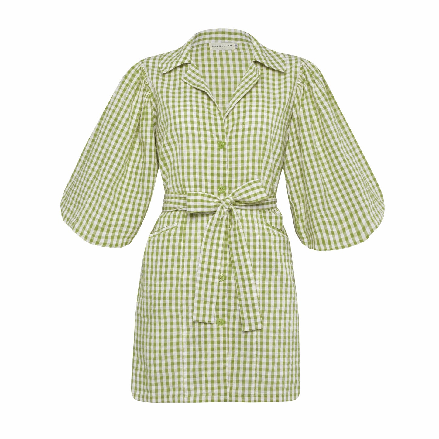 Mini Gingham Dress, in Lime Green