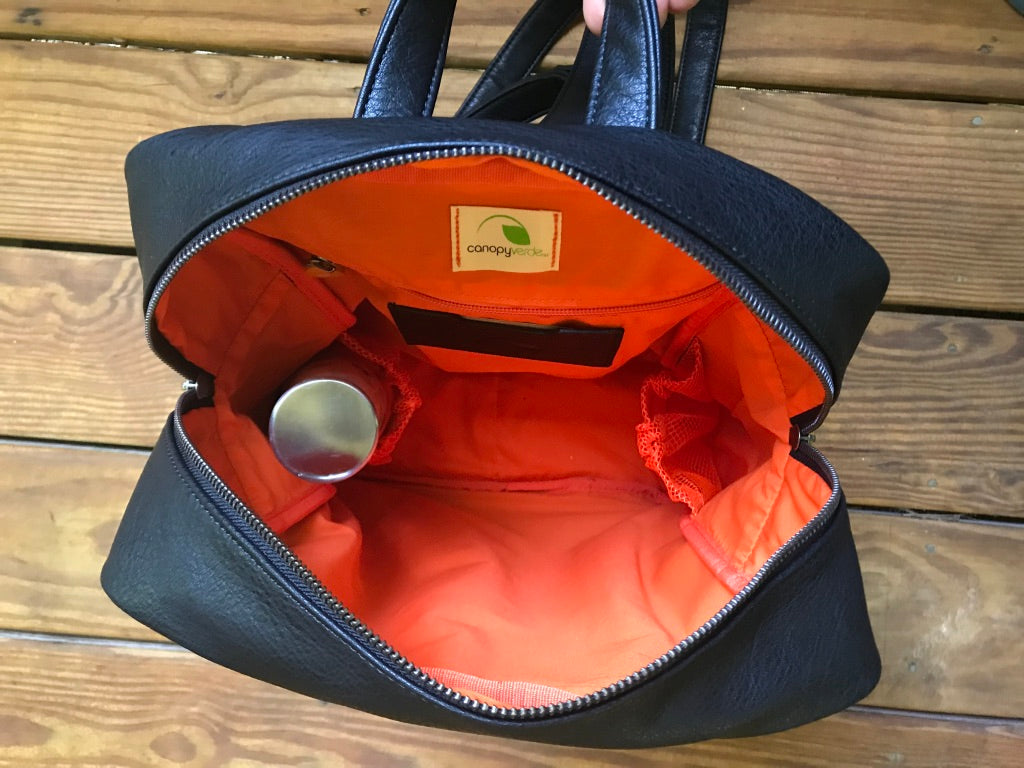 Backpack Purse With 2 Water Bottle Pockets, Vegan Leather Bag the LENOX  Vegan Purse in 4 Colors 