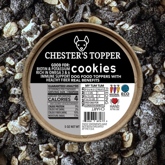 chester's cookies & cream dog food topper for reducing bloating & respiratory support  | NATURAL DOG TREATS